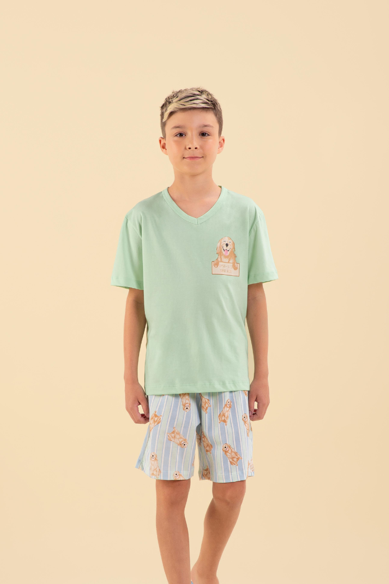 Pijama Infantil Masculino MM c/ Bermuda Algodão Golden – Sensare® 130179