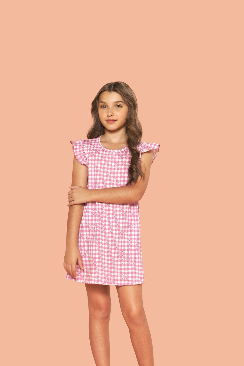 Camisola Infantil de Alça com Babados Amor em Algodão – Sensare® 120099