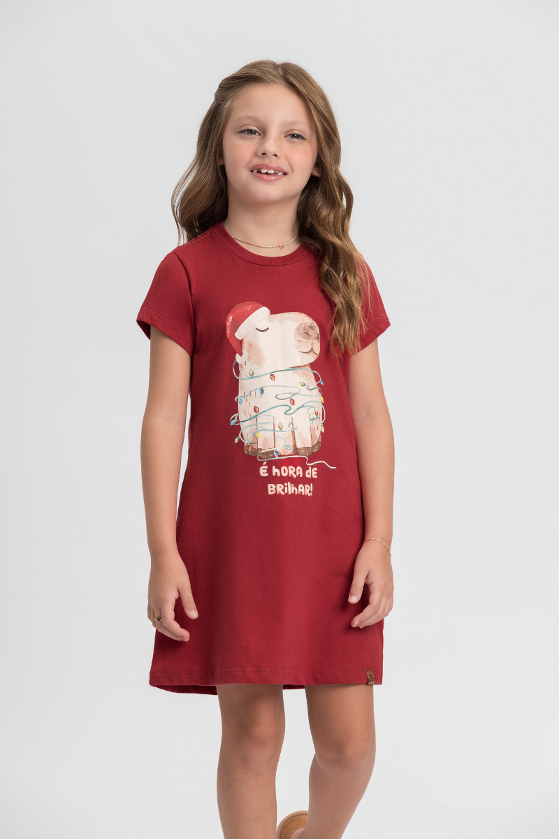 Camisola Infantil Meia Manga em Meia Malha Natal das Capivaras – Mensageiro dos Sonhos® 012531