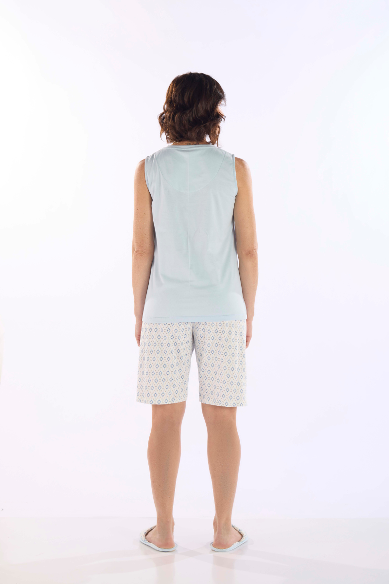 Pijama Regata em Meia Malha com Bermuda em Malha Rotativa Pzama® 050307 - COR 03