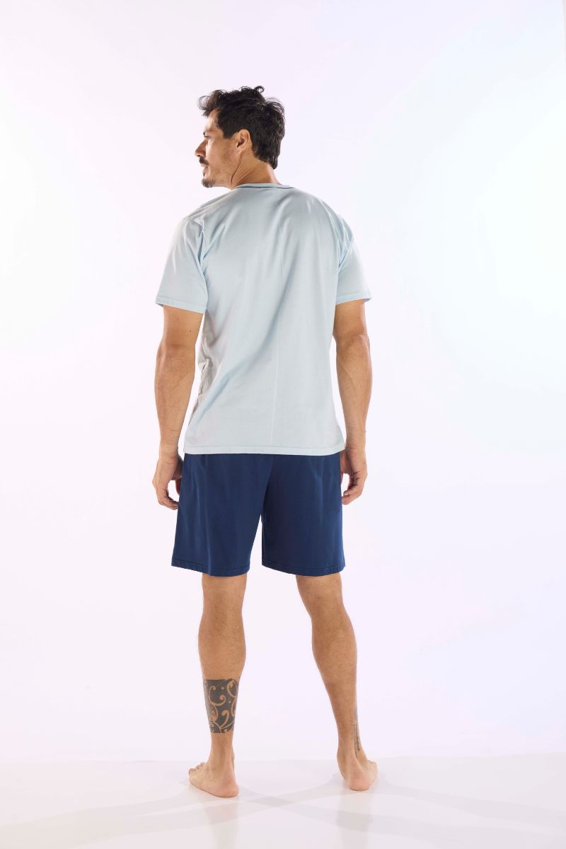 Pijama Masculino Gola V Liso Meia Manga com BermudaAlgodao Pzama® 6012.252 - COR 02