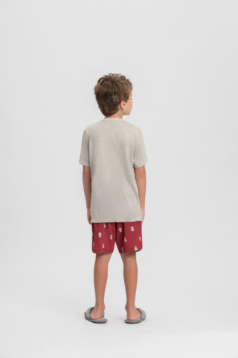Pijama Infantil Masculino Meia Manga Com Bermuda Meia Malha Natal das Capivaras – Mensageiro dos Sonhos® 0132128