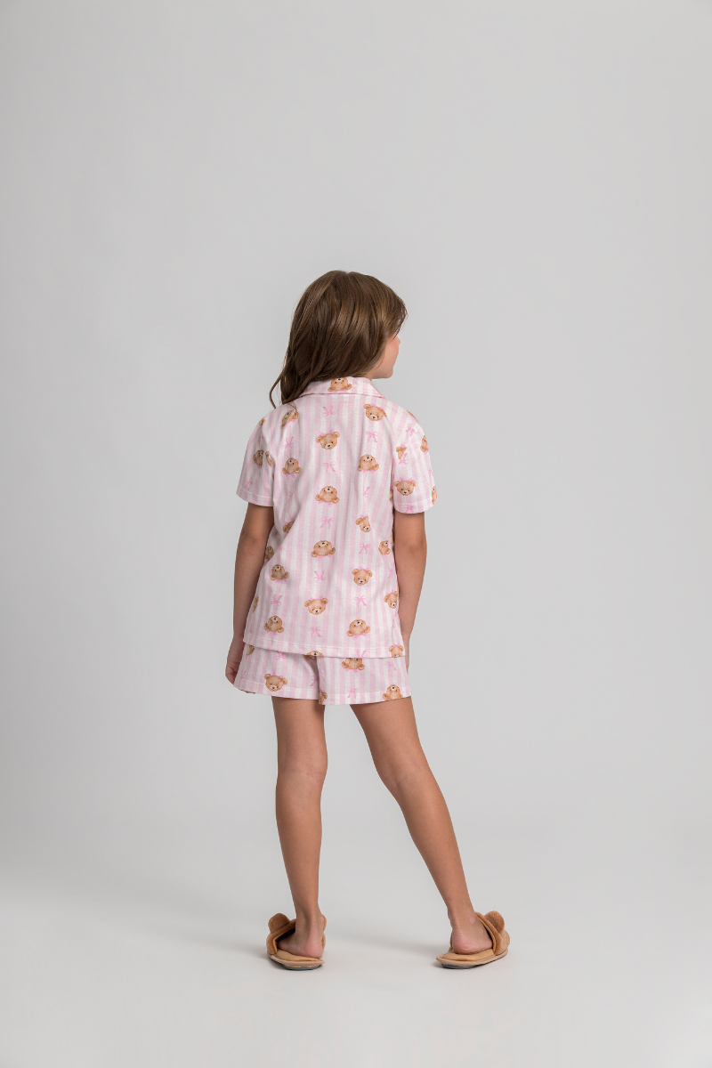 Pijama Infantil Americano Meia Manga c/ Short Algodão My Teddy – Mensageiro Dos Sonhos® 0132191