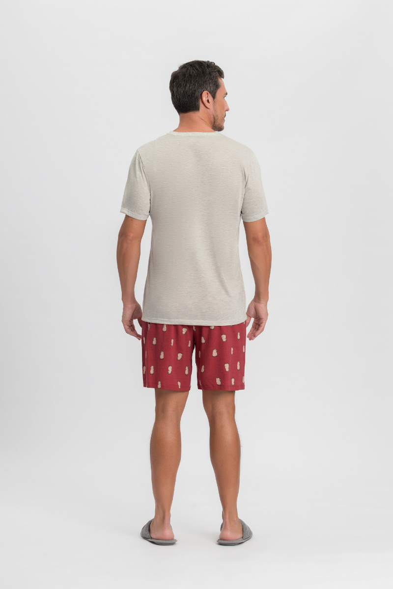 Pijama Masculino Meia Manga com Bermuda Meia Malha Natal das Capivaras – Mensageiro dos Sonhos® 0132127