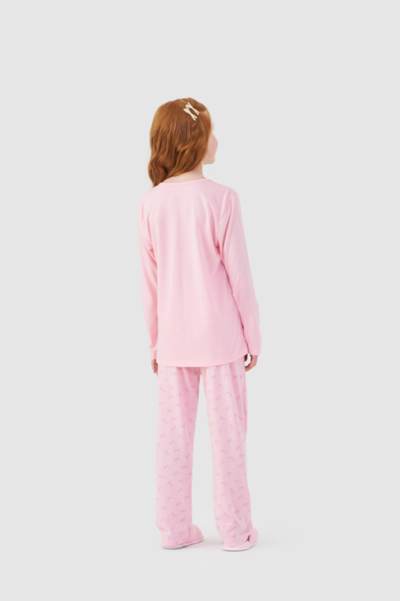 Pijama Infantil Manga Longa com Calça em Meia Malha Princess – Mensageira da Paz® 034198