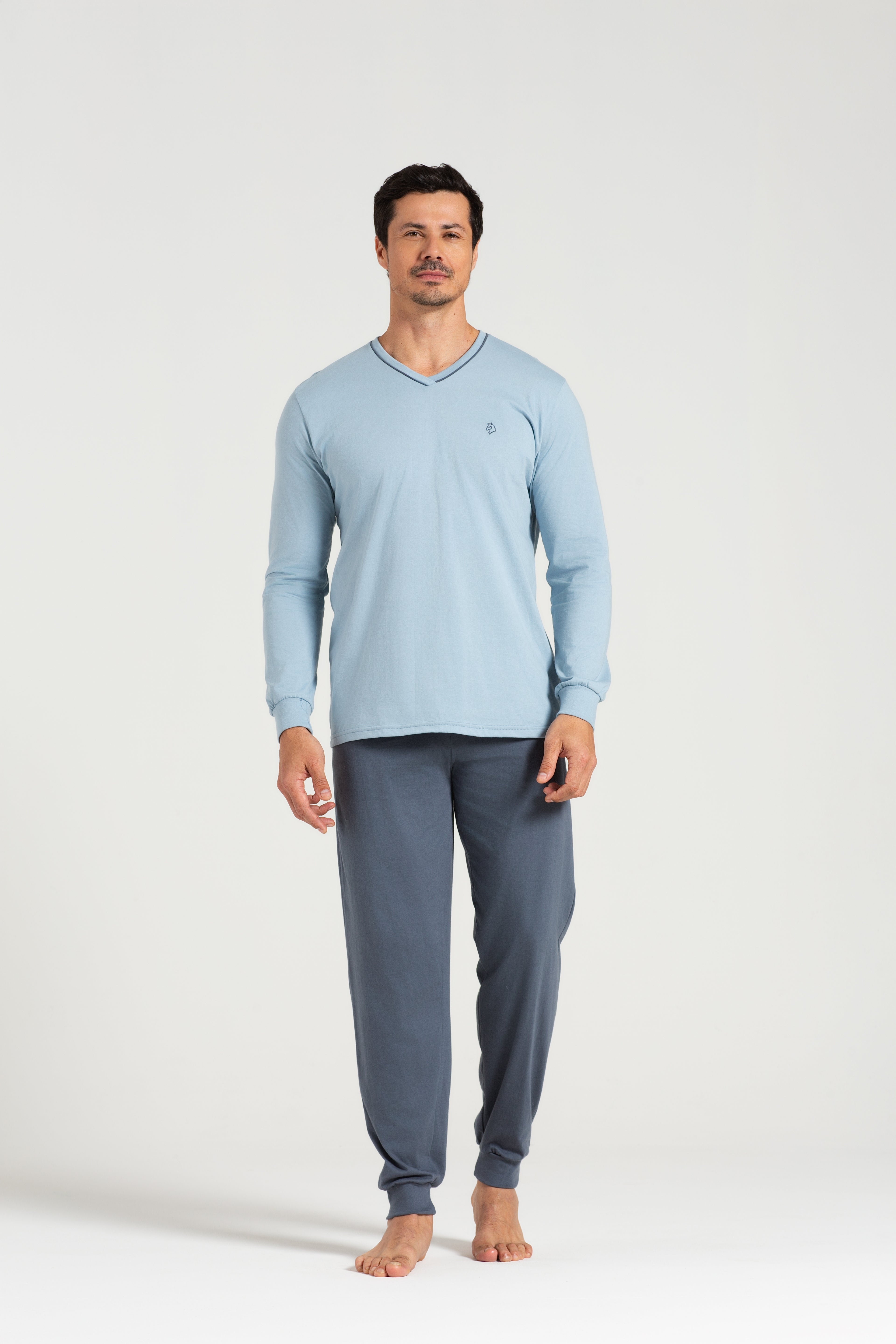 Pijama Masculino Manga Longa com Calça em Meia Malha Liso – Pzama® 6010.261