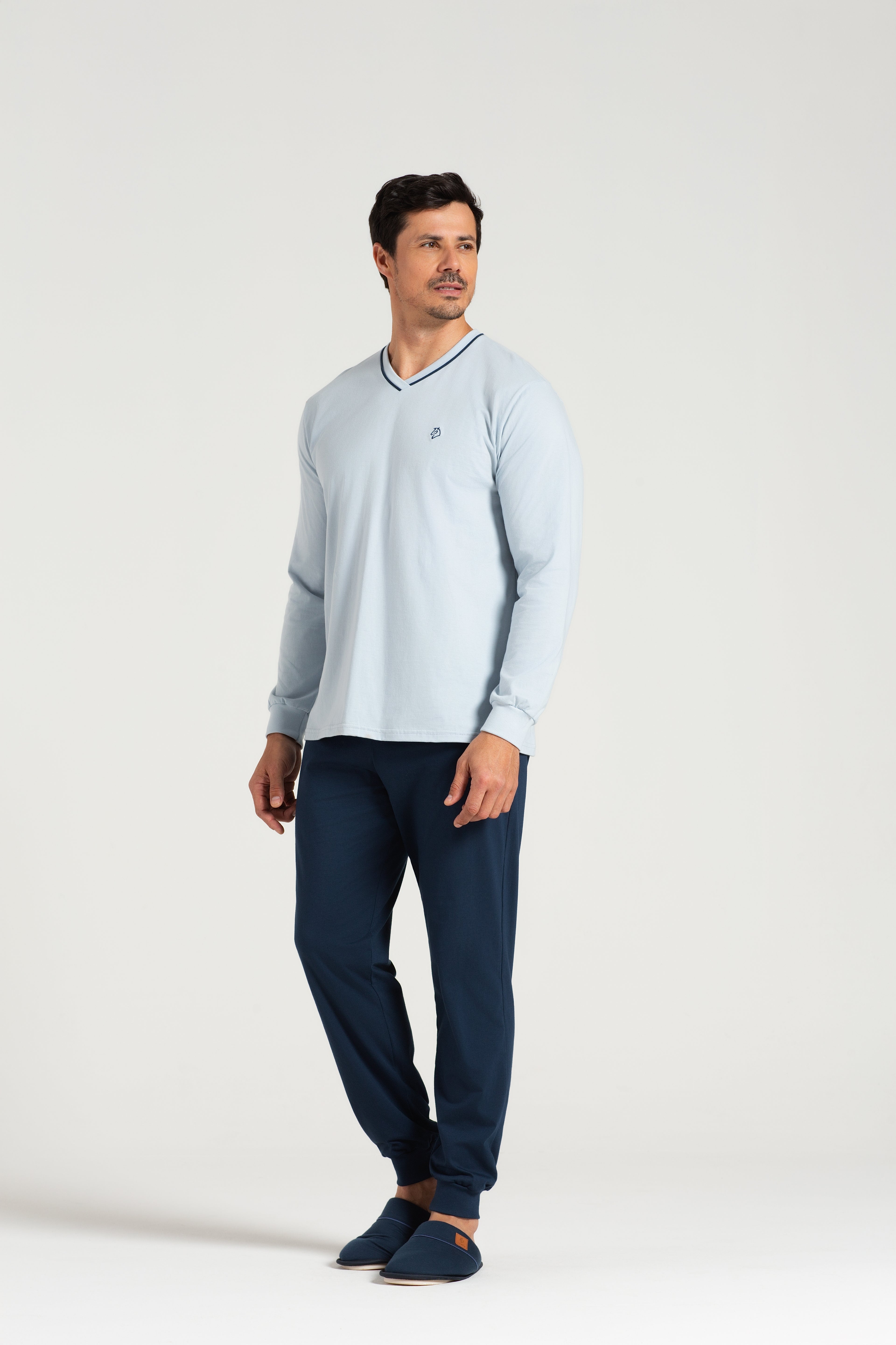 Pijama Masculino Manga Longa com Calça em Meia Malha Liso – Pzama® 6010.261