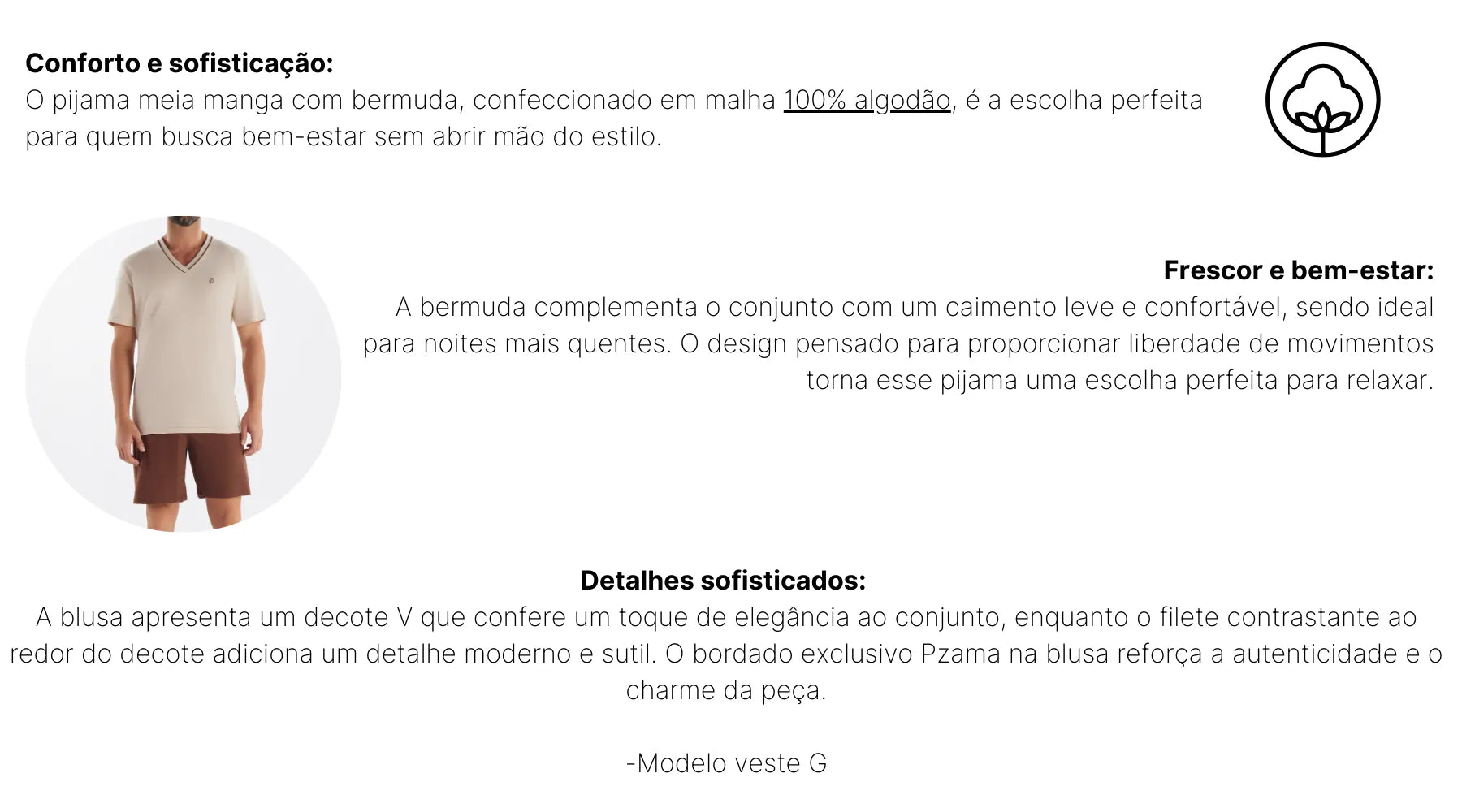 Pijama Masculino Meia Manga com Bermuda Pzama® 6012.251 - COR 01