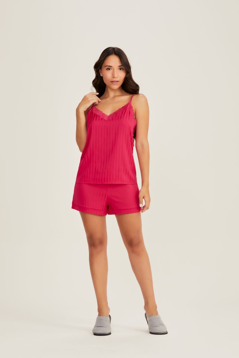 Pijama Alça com Short Cetim – Danka® 7059