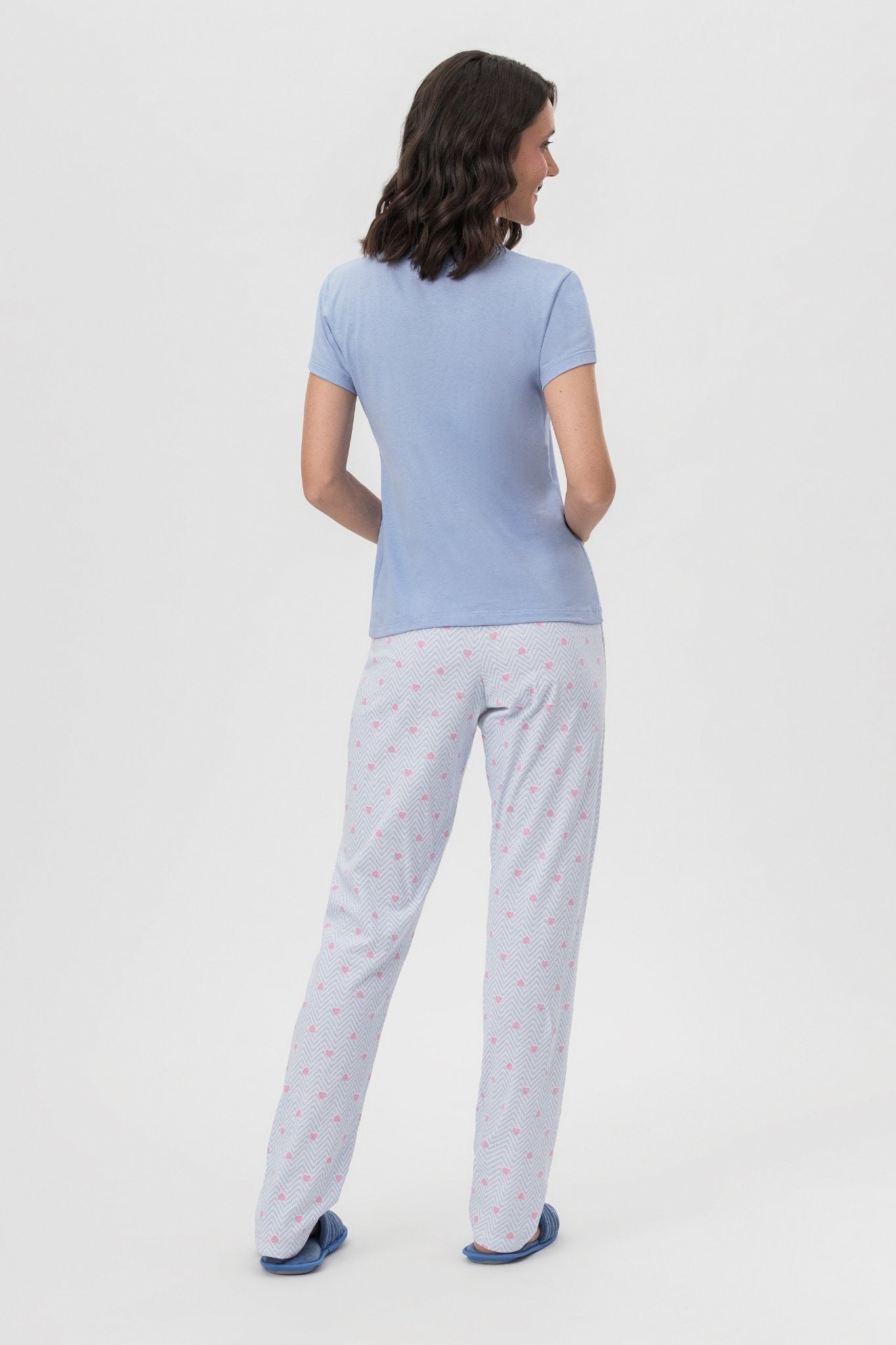 Pijama Feminino Manga Curta com Calça em Meia Malha Love You – Mensageira da Paz® 034169