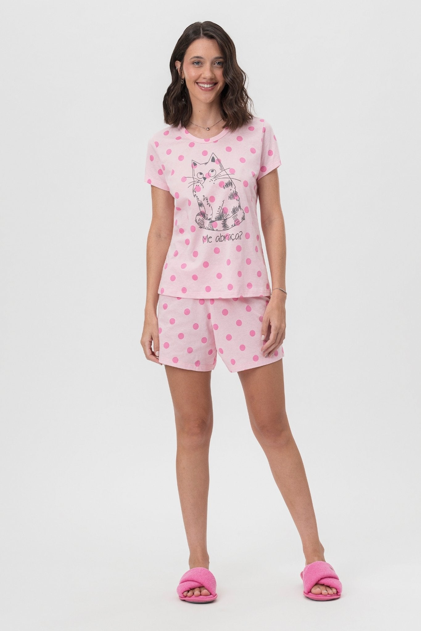 Pijama MM c/ Short 1/2 Malha Me Abraça – Mensageira da Paz® 033481