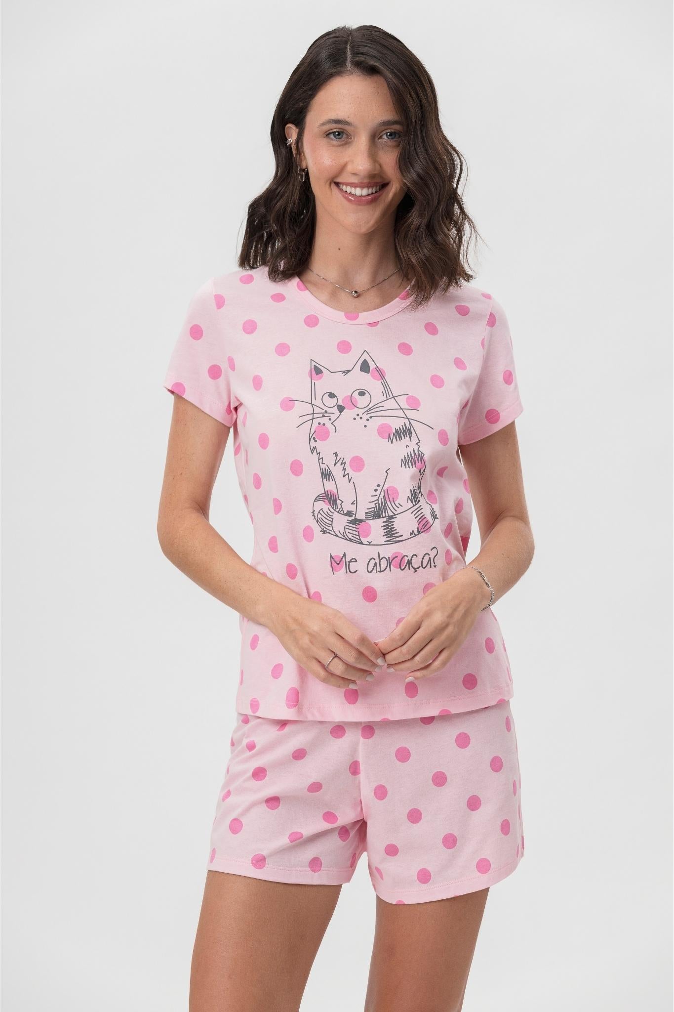 Pijama MM c/ Short 1/2 Malha Me Abraça – Mensageira da Paz® 033481