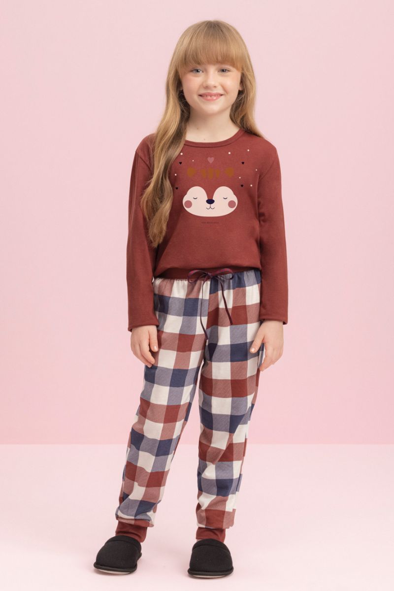 Pijama Feminino Juvenil Manga Longa com Calça Família Aconchegante - Lua Encantada® 11100187/88