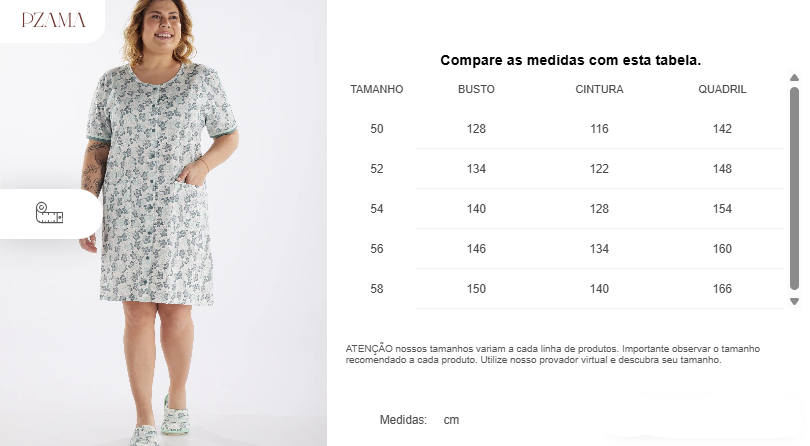 Camisola Meia Manga Abertura Frontal Plus Pzama® 090225 - COR 02