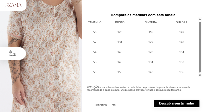 Camisola Meia Manga Abertura Frontal Plus Pzama® 090225
