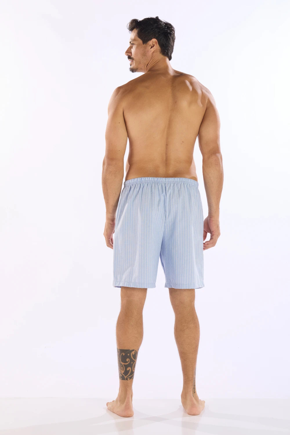Bermuda Masculina Em Tricoline Azul Listrada – Pzama® 070071