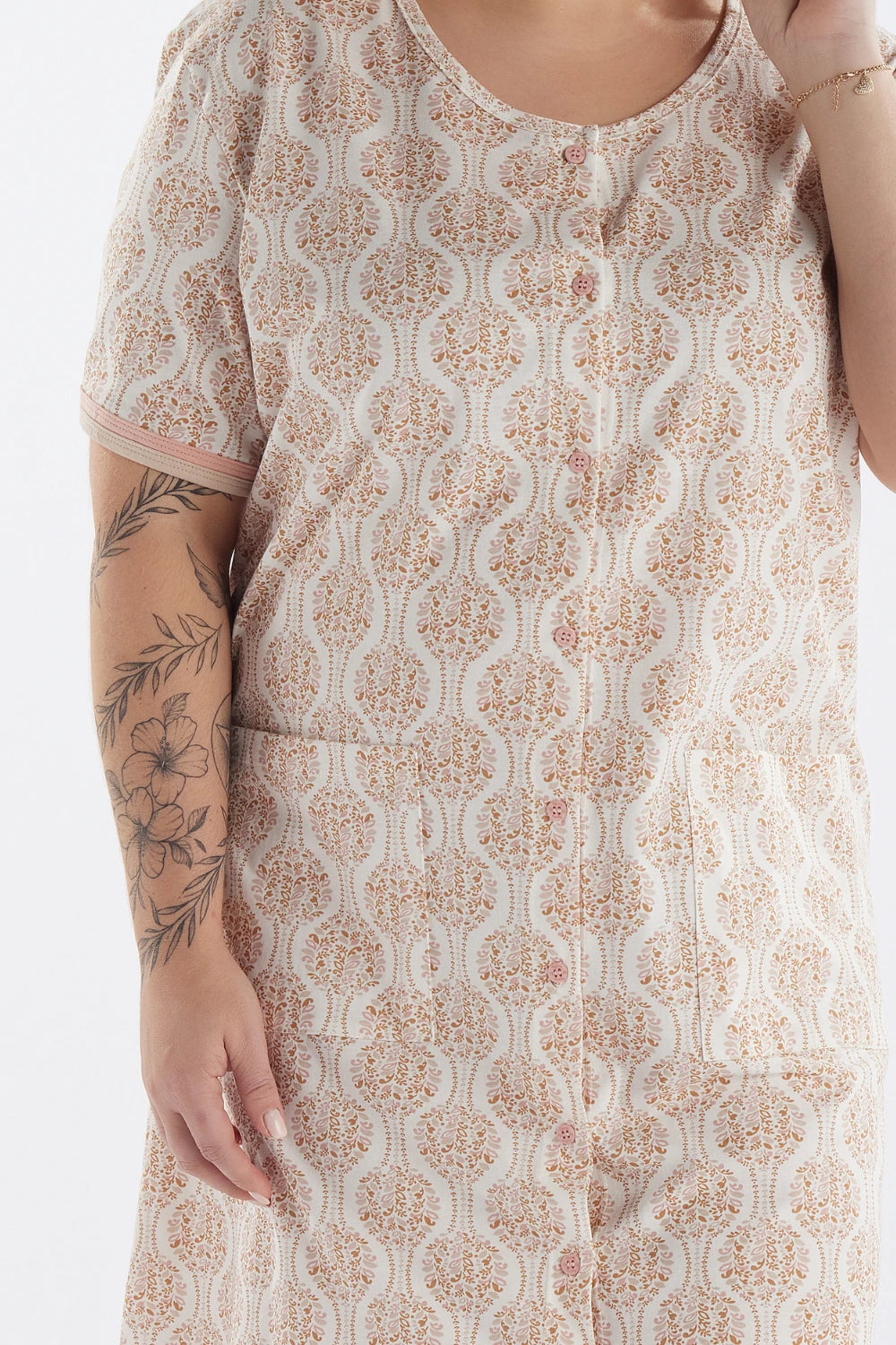 Camisola Meia Manga Abertura Frontal Plus Pzama® 090225