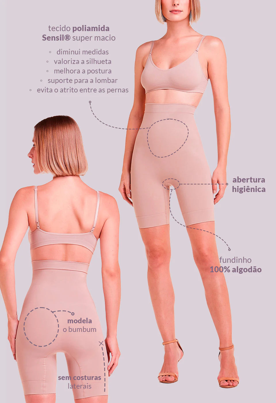 Bermuda Abdominal Ciclista Control – Plié® 50069