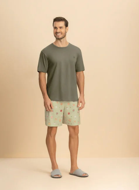 Pijama Masculino Meia Manga com Bermuda Peach Sublime Encantos – Lua Encantada® 12270147