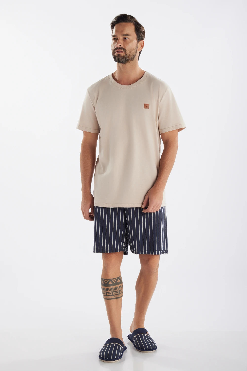 Pijama Masculino Meia Manga Com Bermuda Listrada – Pzama® 060223