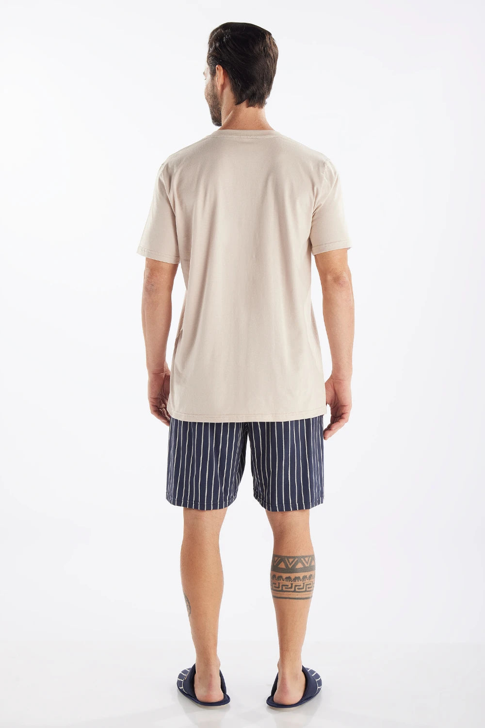 Pijama Masculino Meia Manga Com Bermuda Listrada – Pzama® 060223